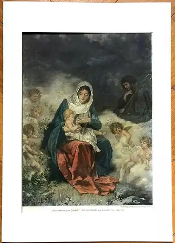 Colorierter Holzstich „Maria mit dem zarten Jesuskind“ von Fritz Roeber