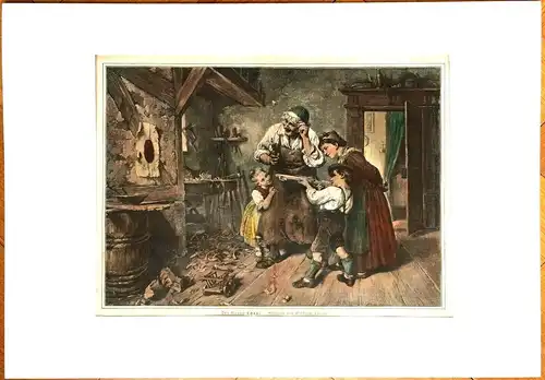 Colorierter Holzstich „Der kleine Schütze“ nach dem Gemälde von Wilhelm Schütze