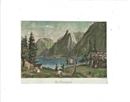 Colorierter Stahlstich „Der Königssee“ von Carl Schulin im Passepartout