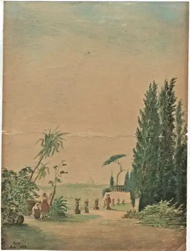 Aquarell „Rom 1894“ auf dünnem Karton, signiert „Kupke“
