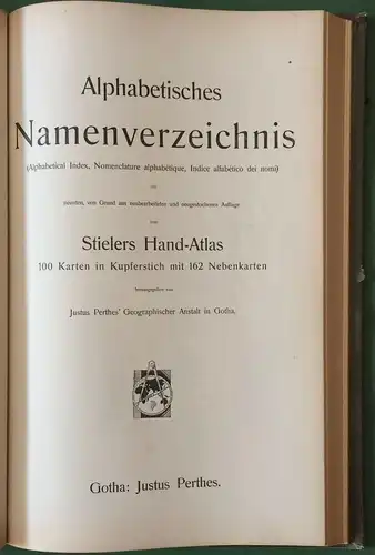 STIELERS HAND-ATLAS -100 Karten in Kupferstichen mit 162 Nebenkarten