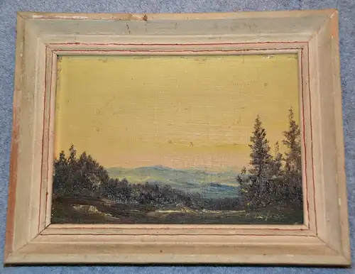 Gemälde,Landschaft mit Blick aufs Gebirge,gerahmt,signiert: F.Weiss 54