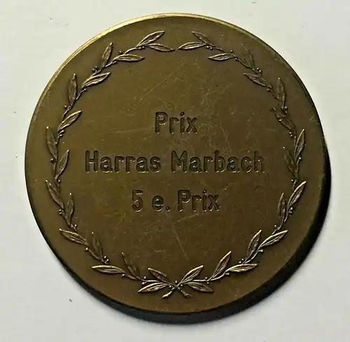 Runde Bronzeplakette mit Pferdekopf - „Prix Harras Marbach“