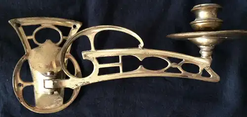 Jugendstil-Klavierkerzenleuchter aus Messing, ca. 1900, 22,5 cm