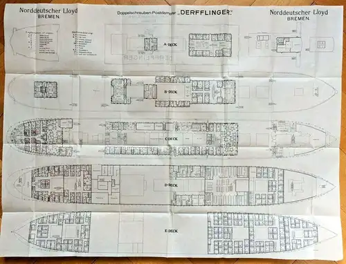Plan des Doppelschrauben-Postdampfers „Derfflinger“ des Norddeutschen Lloyd
