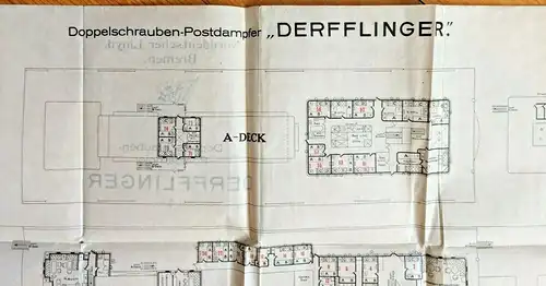 Plan des Doppelschrauben-Postdampfers „Derfflinger“ des Norddeutschen Lloyd