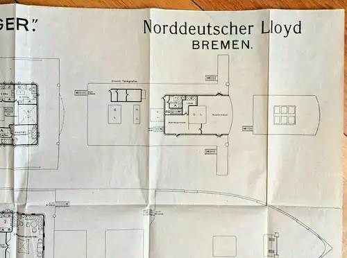 Plan des Doppelschrauben-Postdampfers „Derfflinger“ des Norddeutschen Lloyd