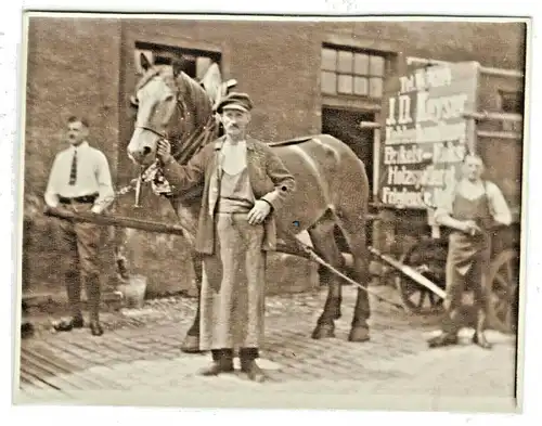 Uraltes Photo Kohlenhandlung J. D. Keyser München, Kutscher mit Pferd, ca. 1910