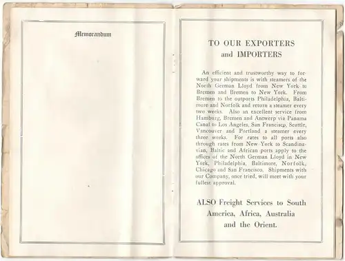 S.S. Columbus – Passagierliste einer Überfahrt v. New York nach Bremen 1.11.1928