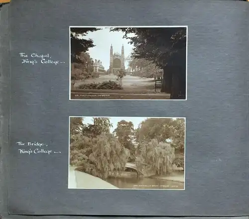 Photoalbum mit 96 Photos und Ansichtskarten Cambridge 1926