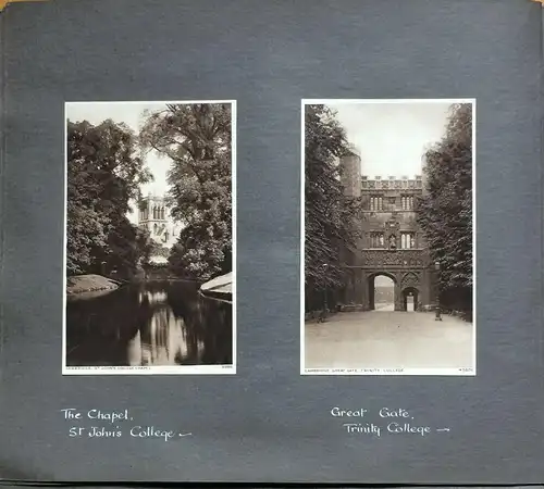 Photoalbum mit 96 Photos und Ansichtskarten Cambridge 1926