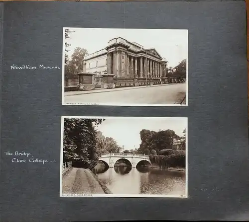 Photoalbum mit 96 Photos und Ansichtskarten Cambridge 1926