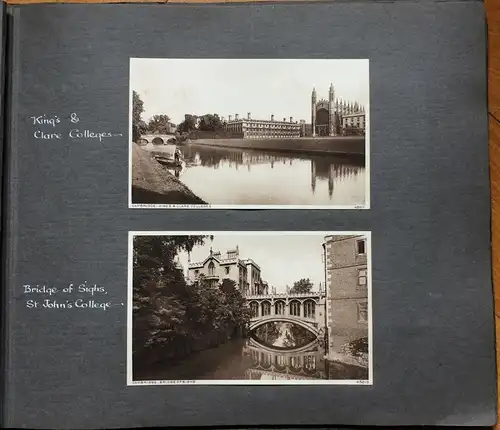 Photoalbum mit 96 Photos und Ansichtskarten Cambridge 1926