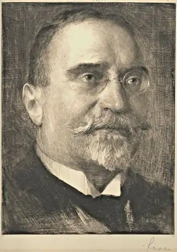 Portrait Georg von Breunig - Original-Radierung im Passepartout, signiert