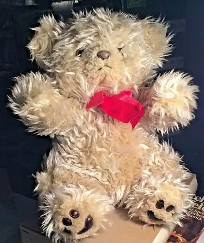 Großer sitzender Teddybär ohne Marke, 30 cm hoch