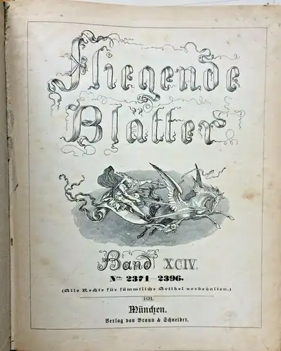 „Fliegende Blätter“ Band XCIV Nr. 2371-2396, schlechter Zustand