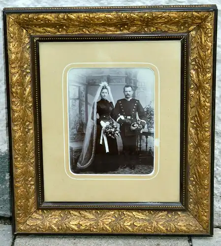 Fotografie,Hochzeitsbild,Soldat in Uniform,Rothenburg,1900,gerahmt