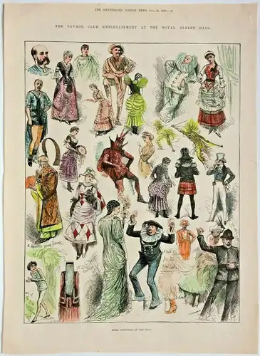 Colorierter Holzstich „SOME COSTUMES AT THE BALL“ von R. Taylor