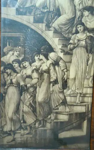 GOLDEN STAIRS Print From Painting By Sir Edward Coley Burne-Jones, Framed