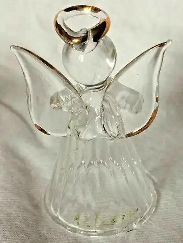 Filigraner kleiner betender Engel aus transparentem Glas, ca 1950er Jahre