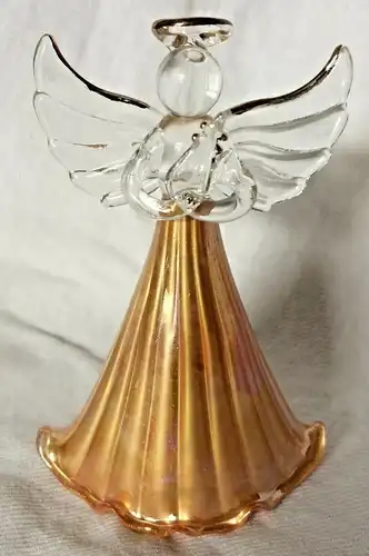 Filigraner Weihnachtsengel aus goldfarbenem Glas, ca. 1950er Jahre