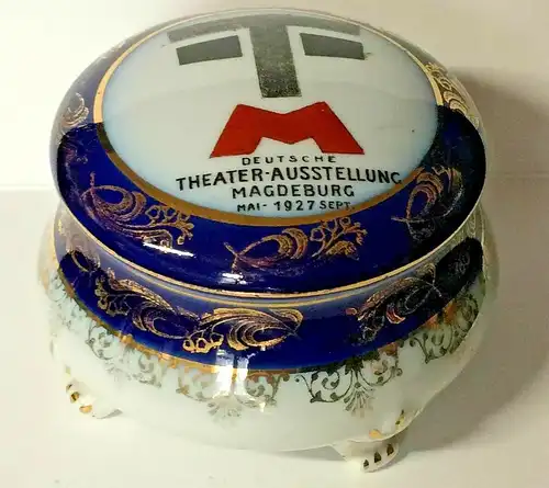 Porzellandose DEUTSCHE THEATER-AUSSTELLUNG MAGDEBURG MAI-SEPTEMBER 1927, SELTEN