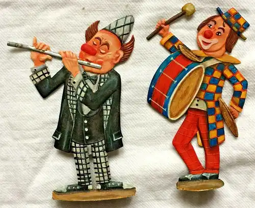 Zwei Zinnfiguren Musizierende Clowns