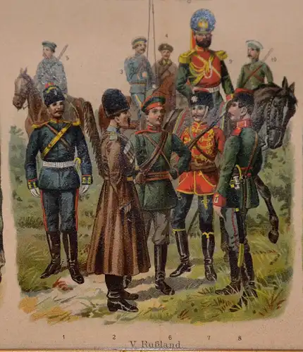 R.Knötel, Litho,europ.Uniformen,Leipzig,ca.1870,gerahmt,Deutsches Reich,etc.