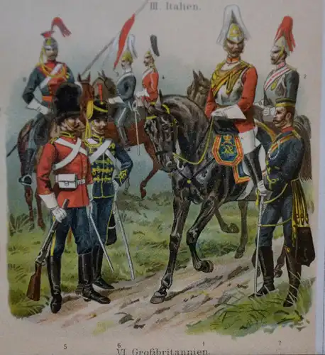 R.Knötel, Litho,europ.Uniformen,Leipzig,ca.1870,gerahmt,Deutsches Reich,etc.