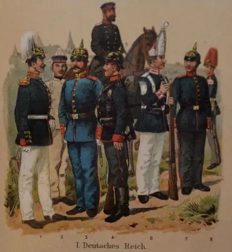R.Knötel, Litho,Uniformen,Leipzig,ca.1870,gerahmt,Deutsches Reich,etc.