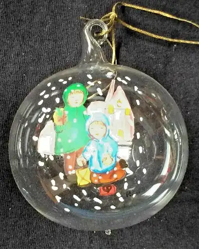 10 Christbaumkugeln / Weihnachtsschmuck aus Glas, bemalt, monogrammiert P.K.