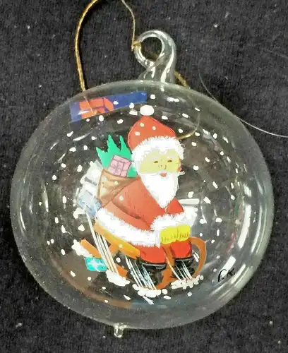 10 Christbaumkugeln / Weihnachtsschmuck aus Glas, bemalt, monogrammiert P.K.