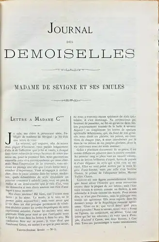 JOURNAL DES DEMOISELLES – TRENTE-SIXIEME ANNEE 1868