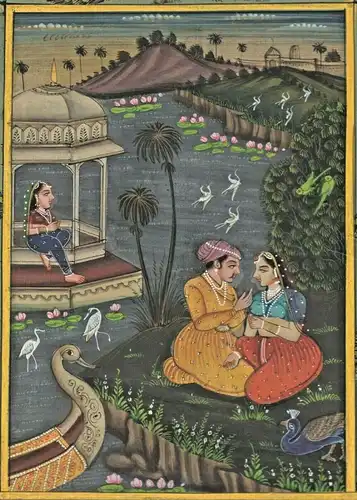 Gouache - klassische indische Malerei auf JAIPUR GOVERNMENT COURT  STAMP