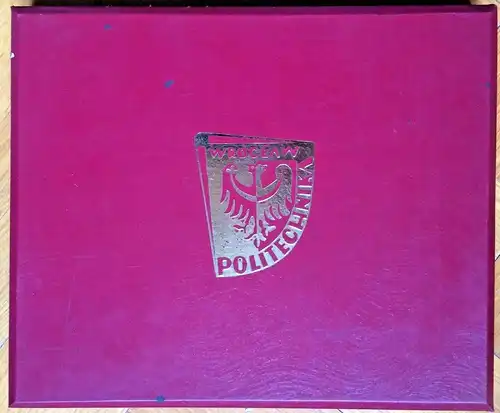 5 Plaketten / Medaillen d. Polytechnischen Uni Warschau in Orig.-Schatulle