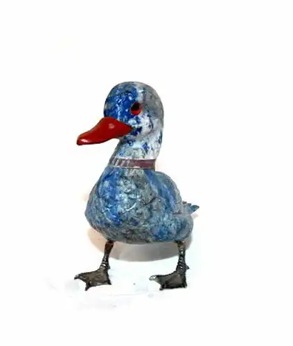 Ente,blauer Stein, Metallfüsse, 20. Jhdt.