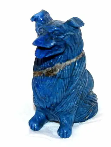 Hundefigur,kleine Statue,blauer Stein,Sodalith ? 20.Jhdt.