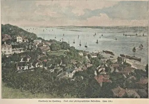 Colorierter Holzstich „Blankenese bei Hamburg“ - Nach einer Photographie