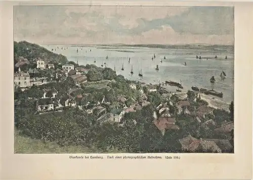 Colorierter Holzstich „Blankenese bei Hamburg“ - Nach einer Photographie