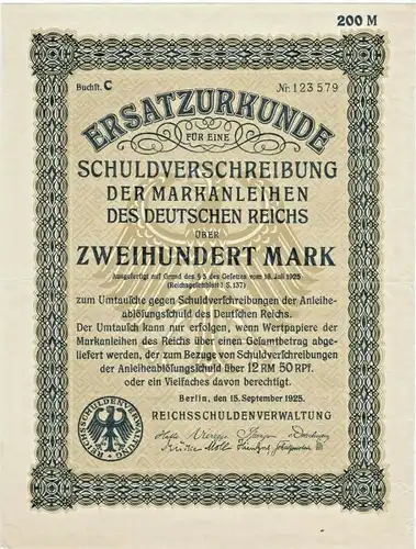 2 ERSATZURKUNDEN F.SCHULDVERSCHREIBUNGEN D.MARKANLEIHEN D.DEUTSCHEN REICHSHS