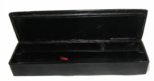 Schreibtischdose,Federhalterdose,schwarz Lack,u.Holz China,19.Jhdt