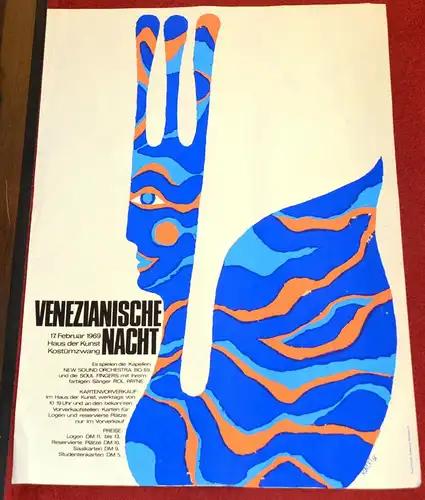 Faschings-Karneval-Plakat,Venezianische Nacht,Haus der Kunst 1969