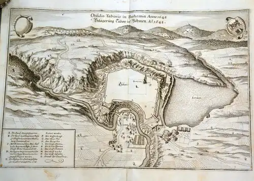 Kupferstich ,Tabor in Böhmen, samt kaiserlicher Belagerung 1648,Merian