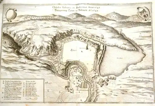 Kupferstich ,Tabor in Böhmen, samt kaiserlicher Belagerung 1648,Merian