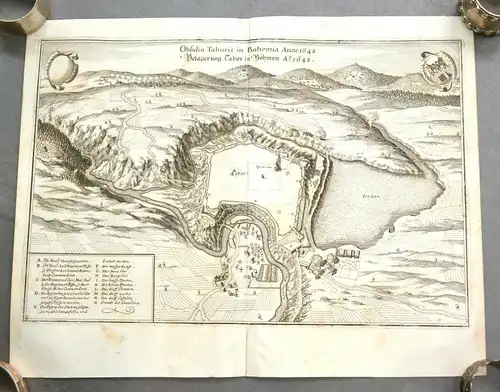 Kupferstich ,Tabor in Böhmen, samt kaiserlicher Belagerung 1648,Merian