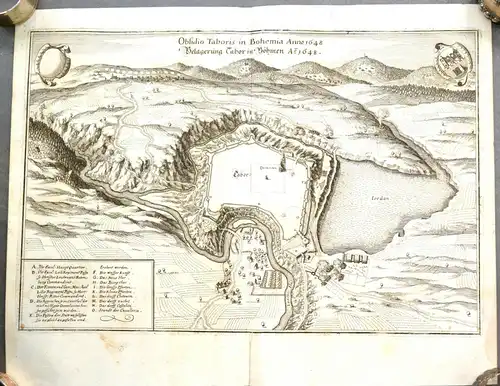 Kupferstich ,Tabor in Böhmen, samt kaiserlicher Belagerung 1648,Merian