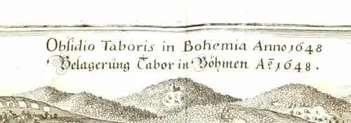 Kupferstich ,Tabor in Böhmen, samt kaiserlicher Belagerung 1648,Merian