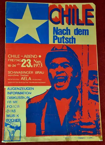 Politisches Plakat,Chile,nach dem Putsch 1973,Veranst.in München,AELA (SELTEN)