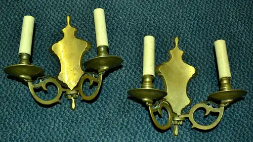 Paar Wandlampen,Messing,zweiarmig,frühes 20.Jhdt.