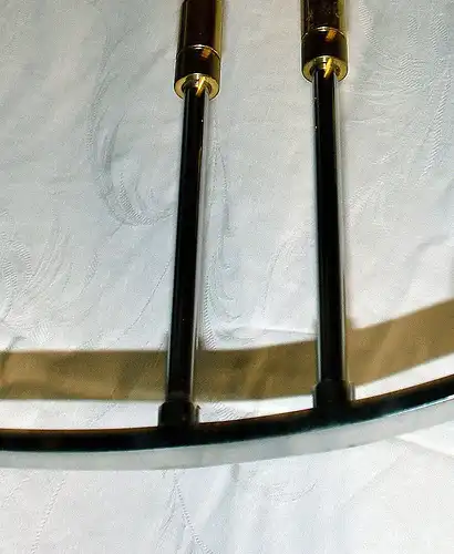 Deckenlampe poliertes Messing und Chrom, höhenverstellbar,Halogenlicht